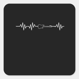 Bass Guitar Heartbeat Bass Guitar Lovers Square Sticker