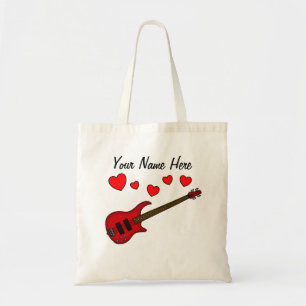 Bass Guitar Hearts Bassist Musician Custom Tote Bag