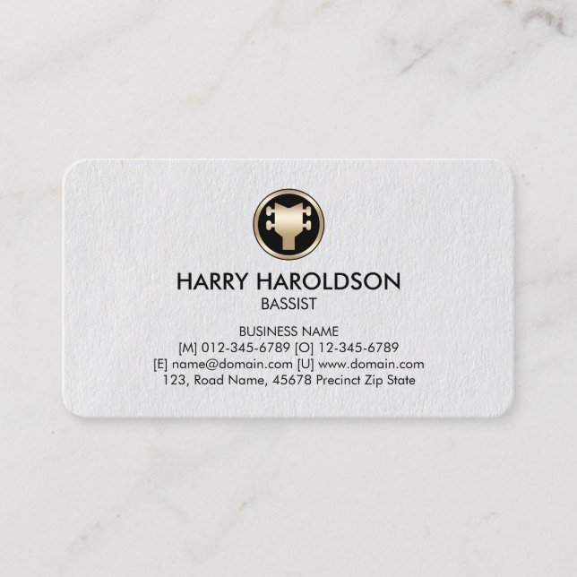 Bass Guitar Icon Bassist Premium Business Card (Front)