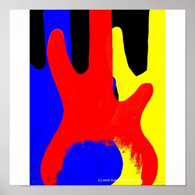 Bass Guitar Painting Abstract Bright Colours Poster (Front)