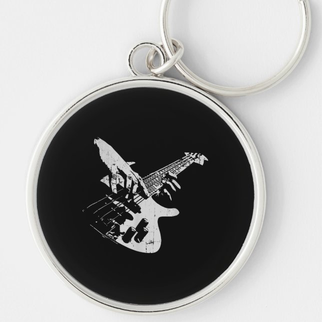 Bass Guitar Player Gift Bassist Key Ring (Front)