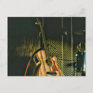Bass guitar player postcard