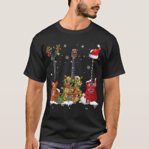 Bass Guitar Player Santa Hat Reindeer Guitar Lover T-Shirt