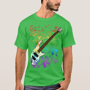 Bass Guitar Rainbow Colours Bassist Musician T-Shirt
