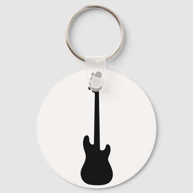 Bass Guitar Silhouette, musical instrument Key Ring (Front)