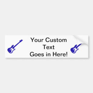 bass guitar slanted blue graphic bumper sticker