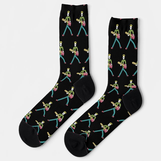 Bass Guitar Stickman Socks (Left)