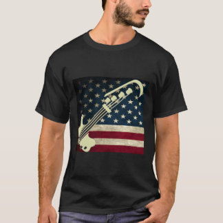 Bass Guitar Us Flag T-Shirt Bass Player Tee Shirt