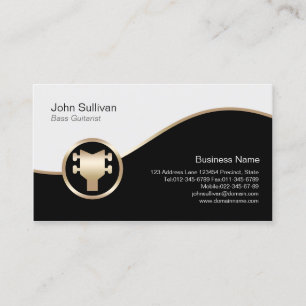 Bass Guitarist Business Card Gold Bass Guitar Icon