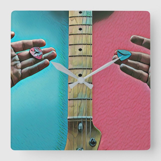 Bass guitarist gifts square wall clock (Front)