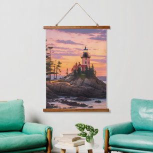 Bass Harbour Head Lighthouse Sunrise Hanging Tapestry