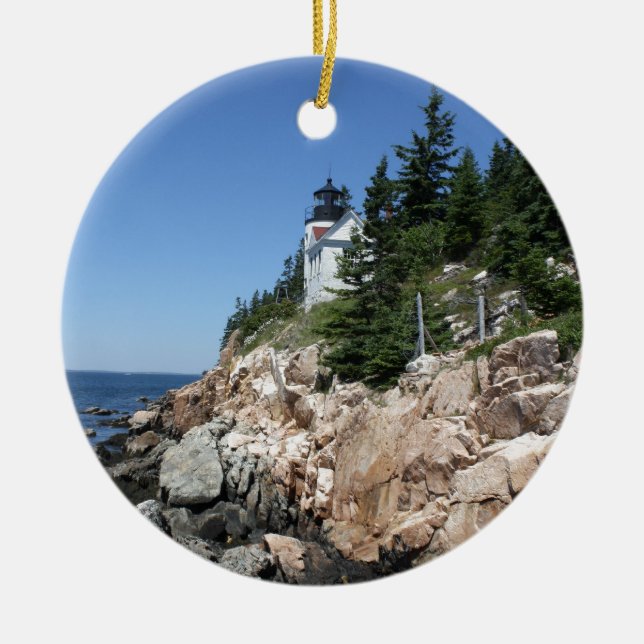 Bass Harbour Lighthouse 5 Ceramic Tree Decoration (Front)