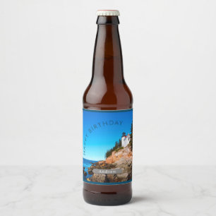 Bass Harbour Lighthouse Birthday Acadia NP Beer Bottle Label