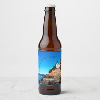 Bass Harbour Lighthouse Birthday Acadia NP Beer Bottle Label