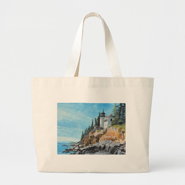 Bass Harbour Lighthouse Large Tote Bag (Front)