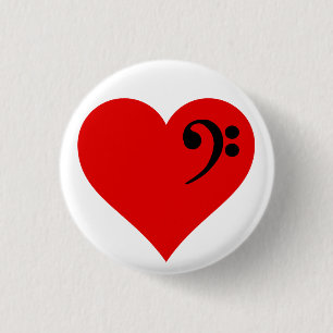 Bass Heart 3 Cm Round Badge