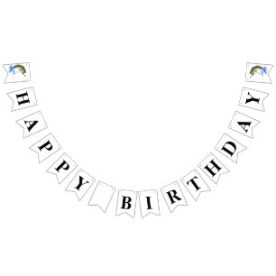 Bass Jumping Fishing Happy Birthday Bunting