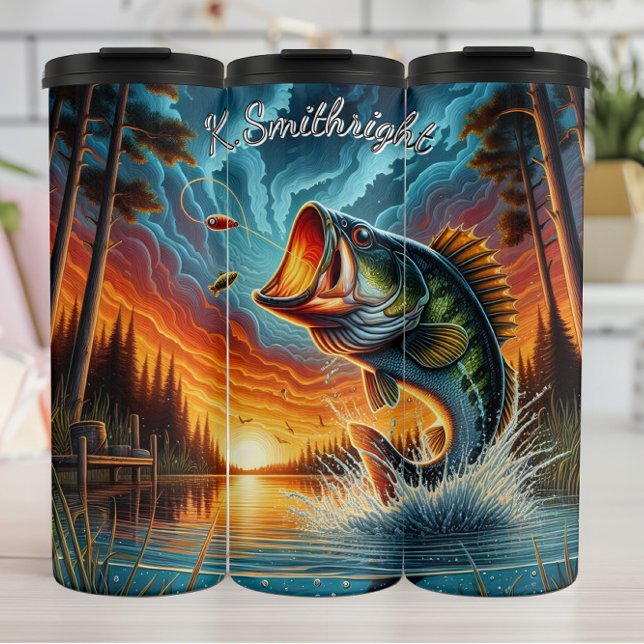 Bass Jumping Sunset Waves Thermal Tumbler (Creator Uploaded)