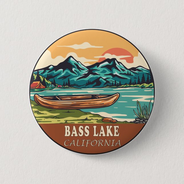 Bass Lake California Boating Fishing Emblem 6 Cm Round Badge (Front)
