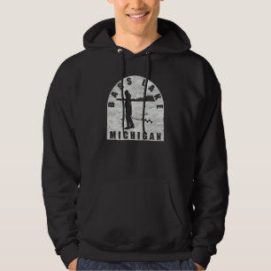 Bass Lake Ice Fishing Michigan Hoodie