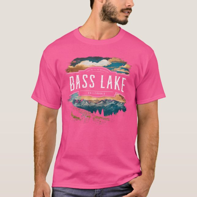 Bass Lake Mountains California Hiking Outdoors Vin T-Shirt (Front)