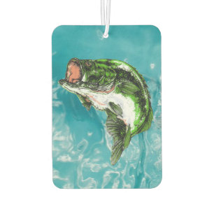 Bass leaping from water car air freshener