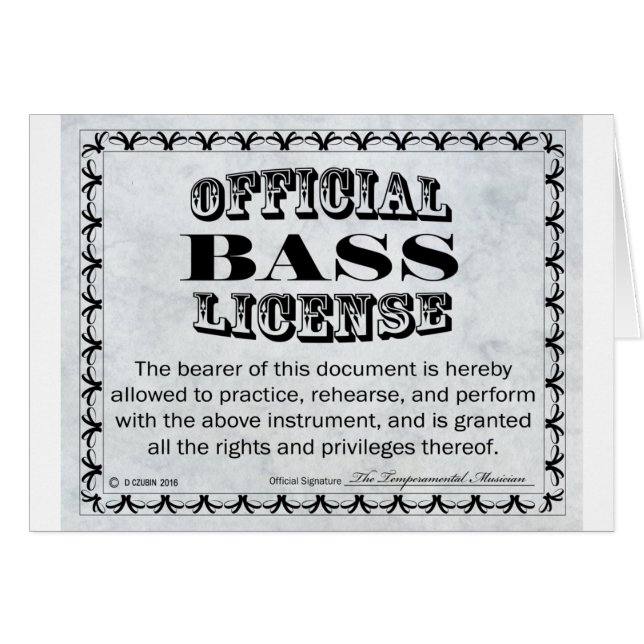 Bass License (Front Horizontal)