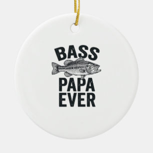 Bass Papa Ever Vintage Fishing Dad Shirt Design_1 Ceramic Tree Decoration