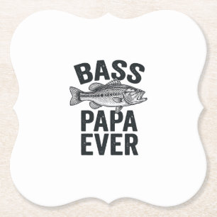 Bass Papa Ever Vintage Fishing Dad Shirt Design_1 Paper Coaster