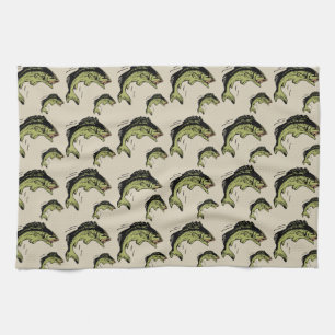 Bass Pattern Tan Tea Towel