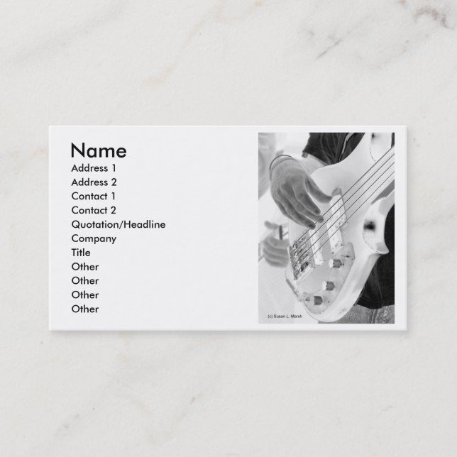 Bass player , bass and hand, negative image business card (Front)