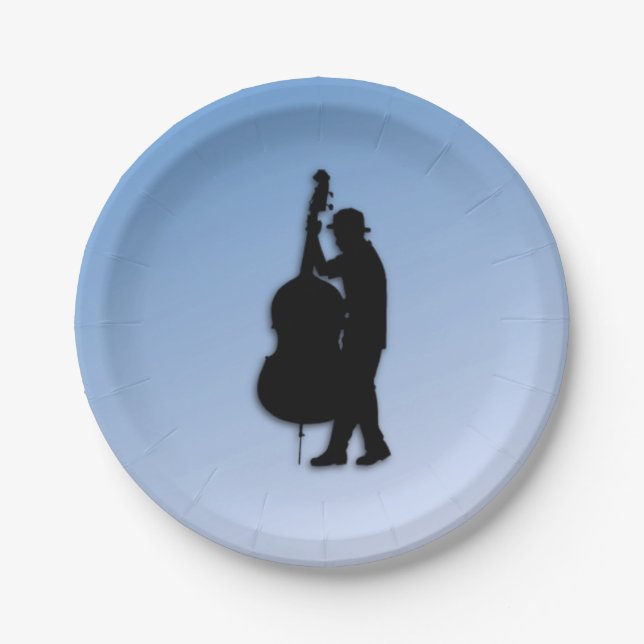 Bass Player Blue Paper Plate (Front)