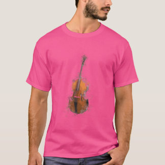 Bass Player gift UPRIGHT BASS Splatter Effect frie T-Shirt