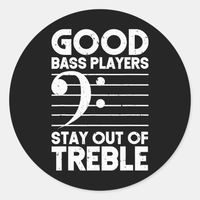 Bass Player Men Bass Guitar Player Bassist Classic Round Sticker (Front)