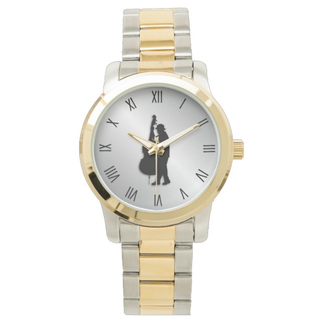 Bass Player Musician Black Roman Numerals Watch (Front)