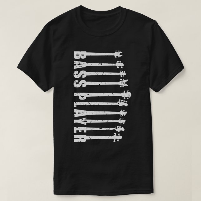 BASS PLAYER with bass guitar necks funny bassist g T-Shirt (Design Front)