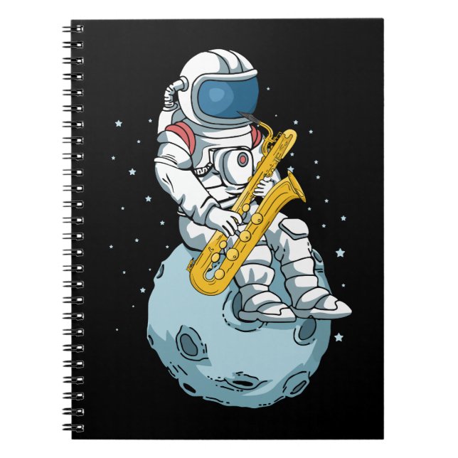 Bass Saxophone Player Astronaut Musician Saxophone Notebook (Front)