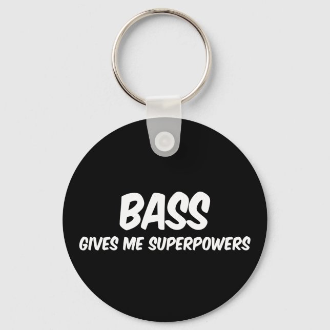 Bass Superpowers Funny Superhero Music Key Ring (Front)