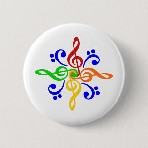 Bass & Treble Clef Design 6 Cm Round Badge