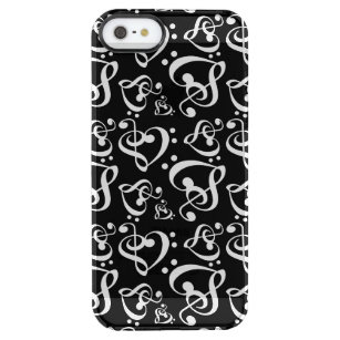 Bass Treble Clef Hearts Music Notes Pattern Clear iPhone SE/5/5s Case