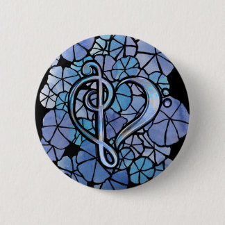 Bass Treble Clef Note Music Heart Love 6 Cm Round Badge