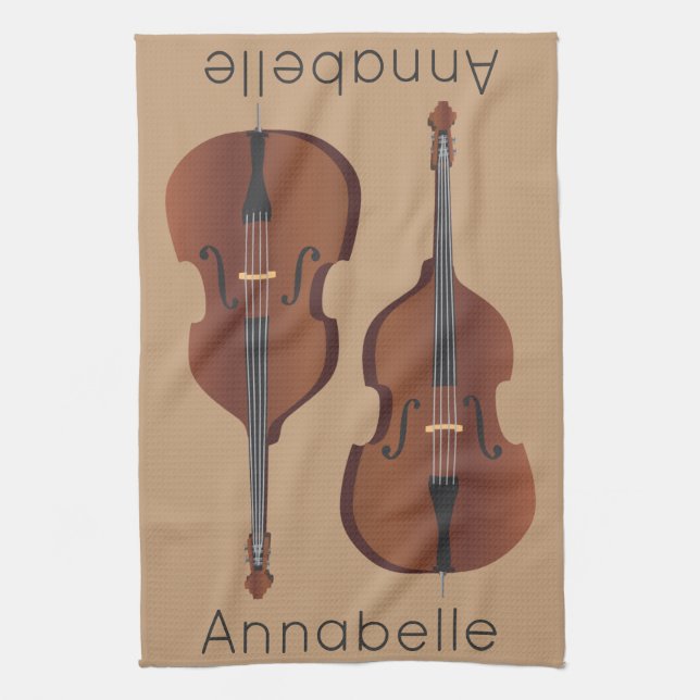 Bass Viol Personalise Tea Towel (Vertical)