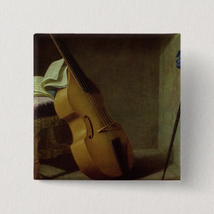 Bass Viol, Score Sheet and a Sword, 1693 15 Cm Square Badge