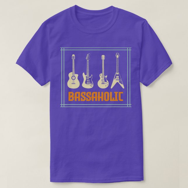 Bassaholic Guitars Guitarist Bass Player  T-Shirt (Design Front)