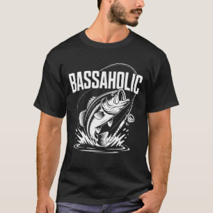 Bassaholic Hooked Bass Fishing Design T-Shirt