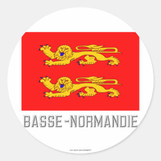 Basse-Normandie flag with name Classic Round Sticker