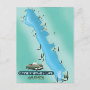 Bassenthwaite Lake, lake district travel poster ma Postcard
