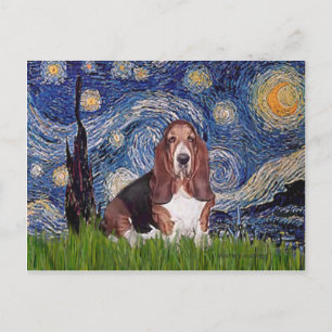 Basset 1 - Starry Night Postcard