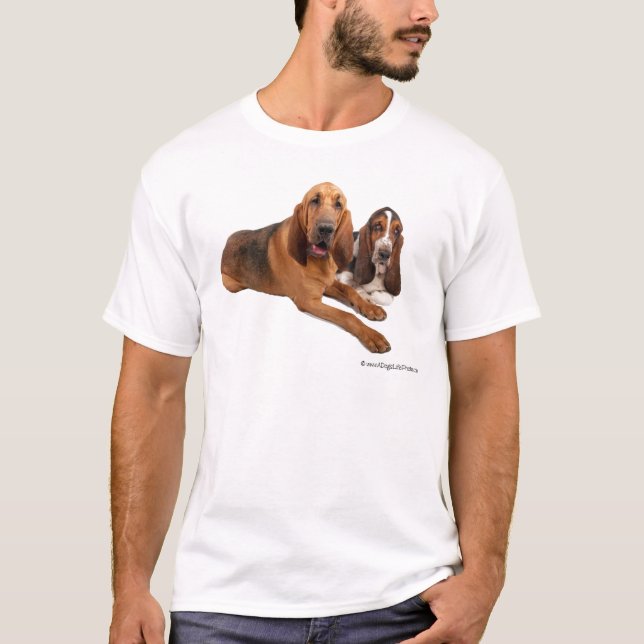 Basset and Bloodhound Buddies T-Shirt (Front)