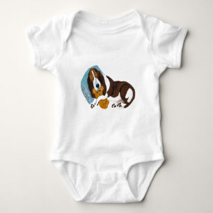 Basset Asleep With Teddy Baby Bodysuit